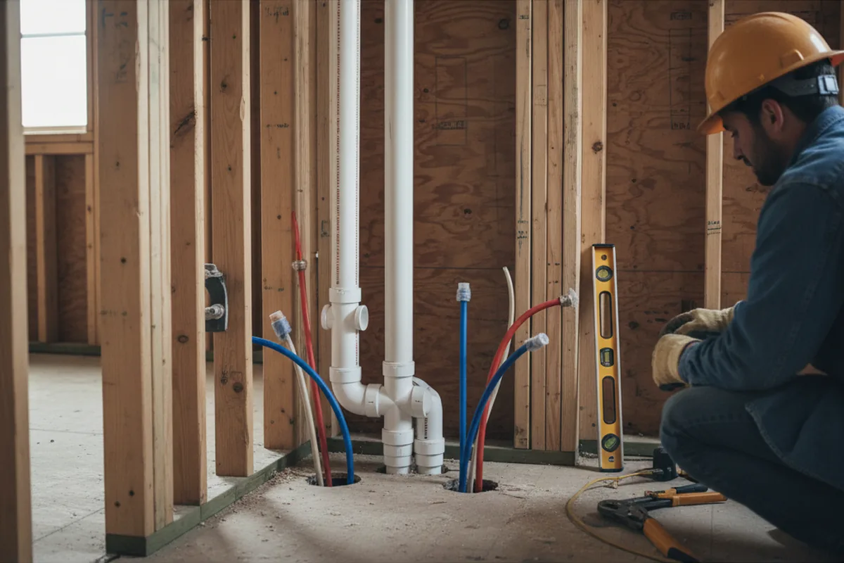 Drain and supply rough-in during Leak Detection in Chalk Hill
